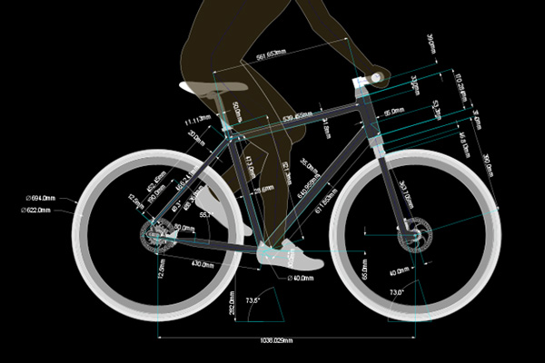 eBike dimensions layout.